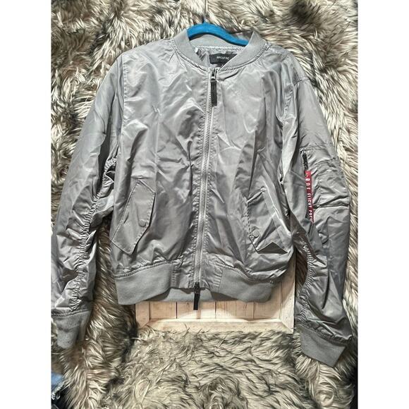 Ring Of Fire Gray‎ Nylon Bomber Jacket Women's Size XL - Picture 1 of 6